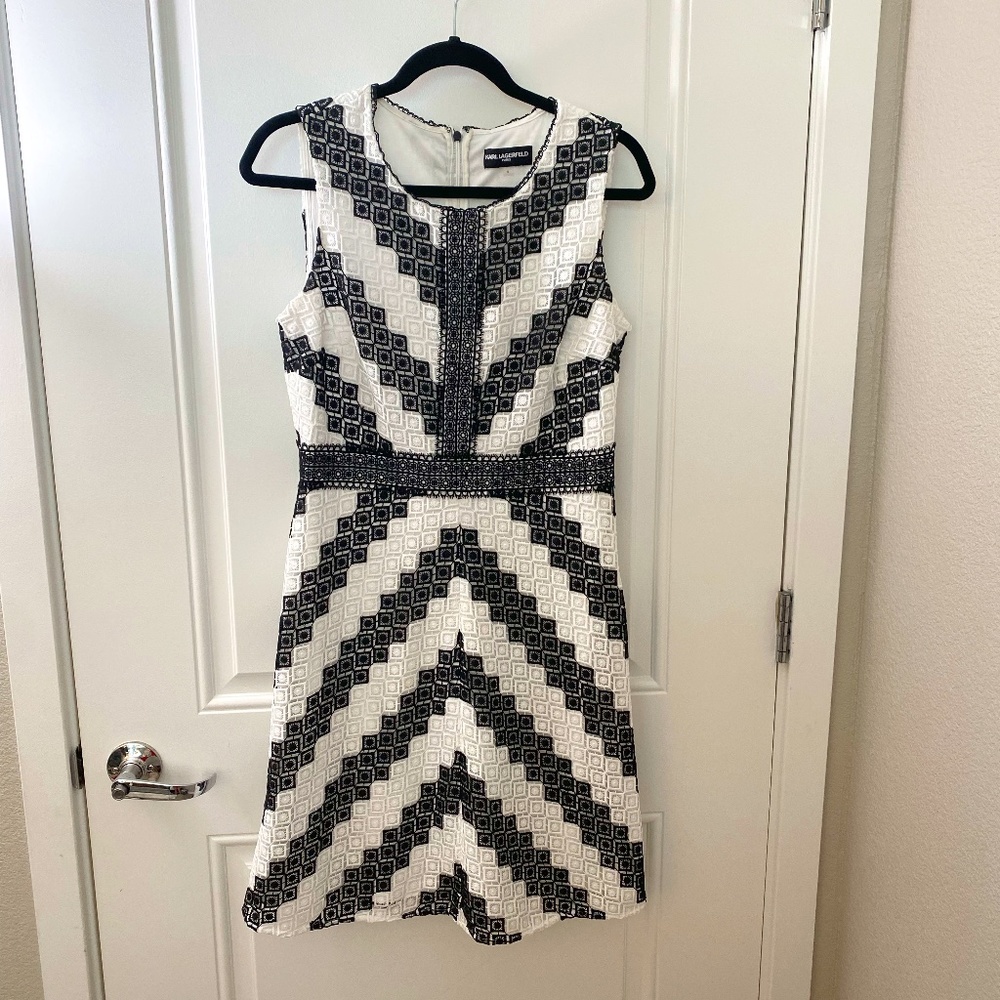Karl Lagerfeld Paris Bi-Color Lace Sheath Dress